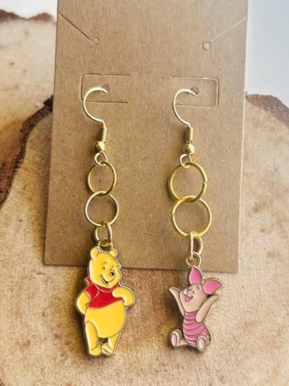 Winnie the Pooh & Piglet Dangle Earrings Cute Cartoon Nostalgia Jewelry